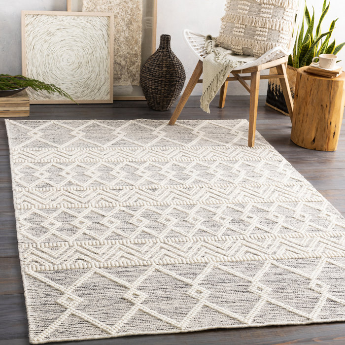 Foundstone™ Gil Moroccan Handmade Flatweave Wool Charcoal/Cream Area